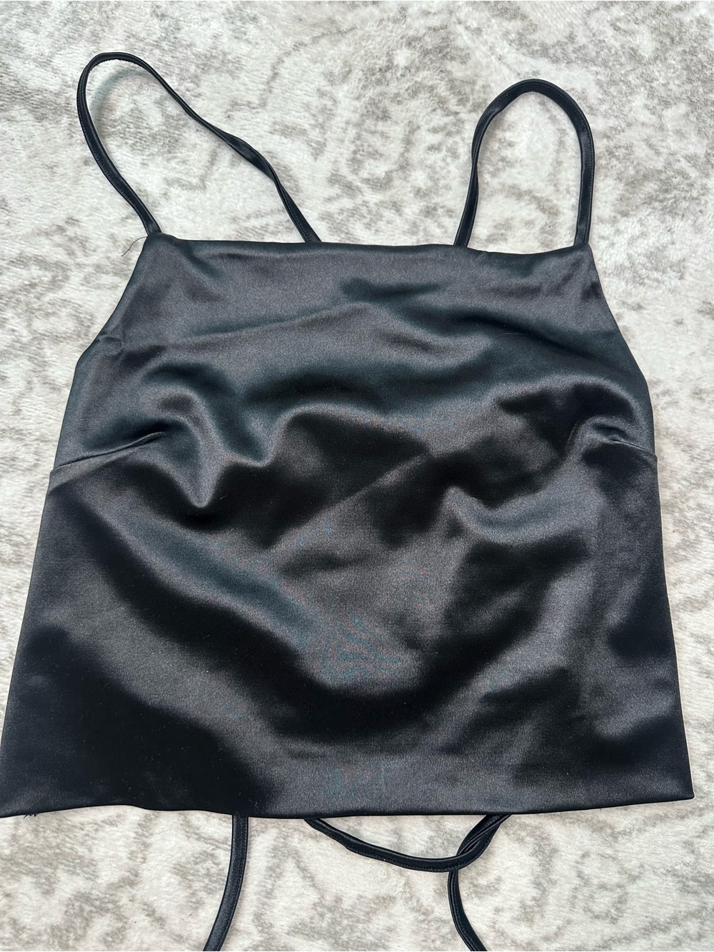 Black Satin Spaghetti-Strap Camisole